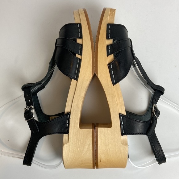 Swedish Hasbeens Ulla Low Heel Clogs Sandals Black EU39 US9 Granola Scandi Girl - Picture 13 of 16